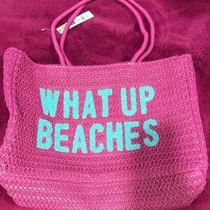 Pink 'What Up Beaches' Statement Beach Tote